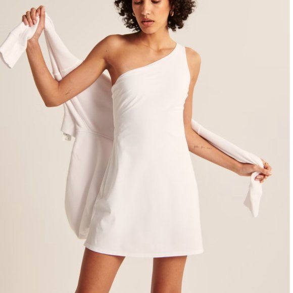 Abercrombie One-Shoulder Traveler Mini Dress - Size Small Tall - Picture 1 of 3